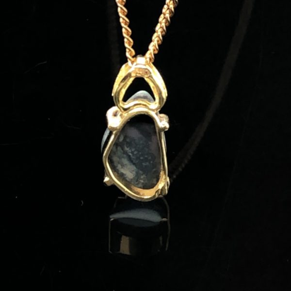 Aspyn - 18k Yellow Gold Solid Black Opal Pendant 958 - Image 9