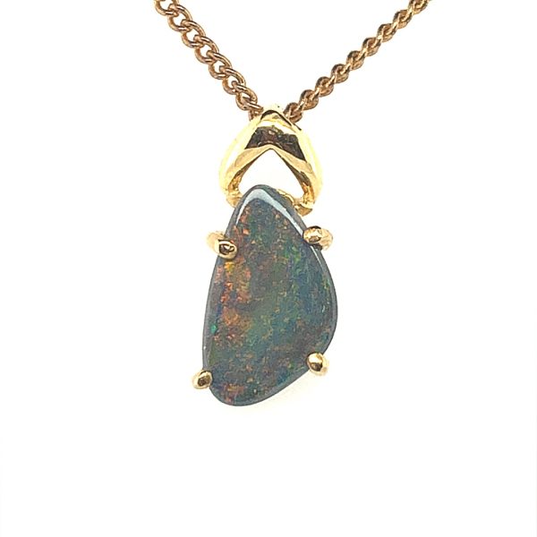 Aspyn - 18k Yellow Gold Solid Black Opal Pendant 958 - Image 7