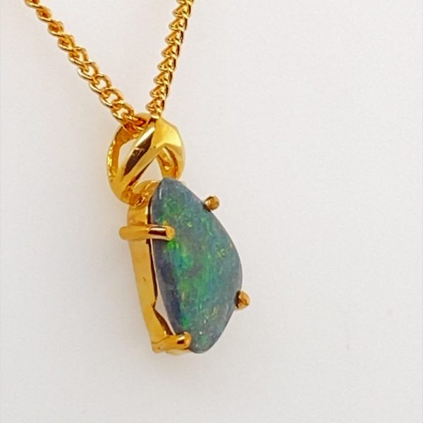Aspyn - 18k Yellow Gold Solid Black Opal Pendant 958 - Image 5