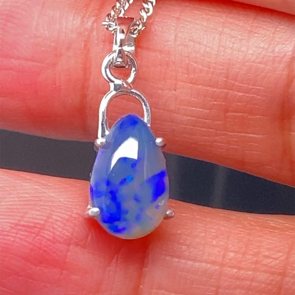 McKenna - 18k White Gold Solid Black Opal Pendant 762