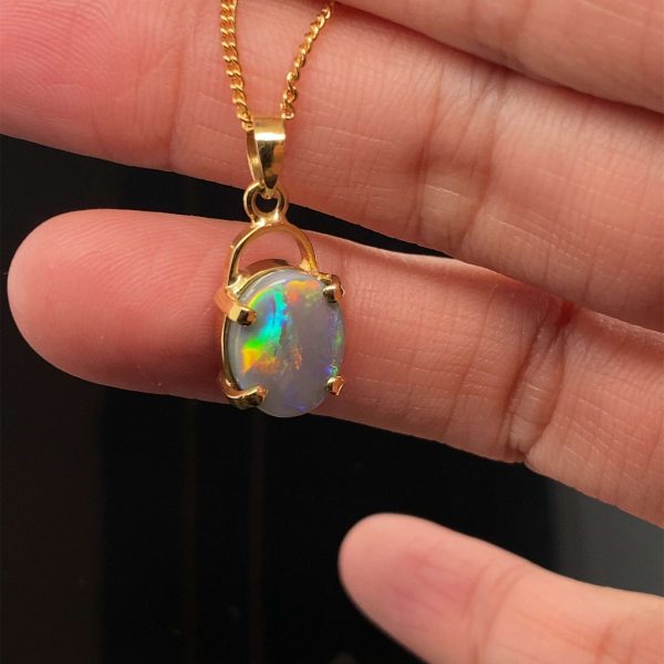 K18 天然石 ブラックオパール ペンダント 314