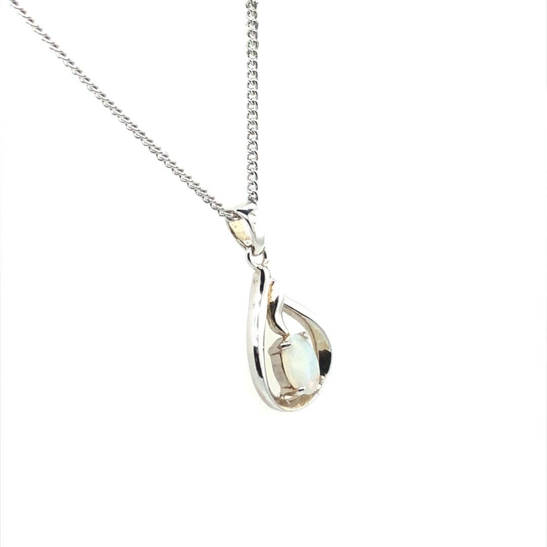 Flames - Sterling Silver Solid White Opal Necklace 459 - Image 6