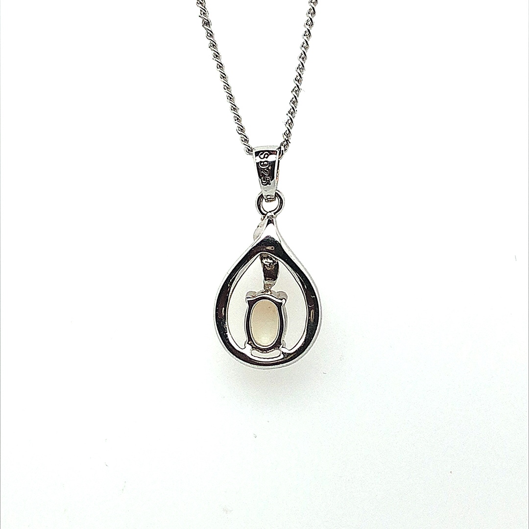 Flames - Sterling Silver Solid White Opal Necklace 459 - Image 10