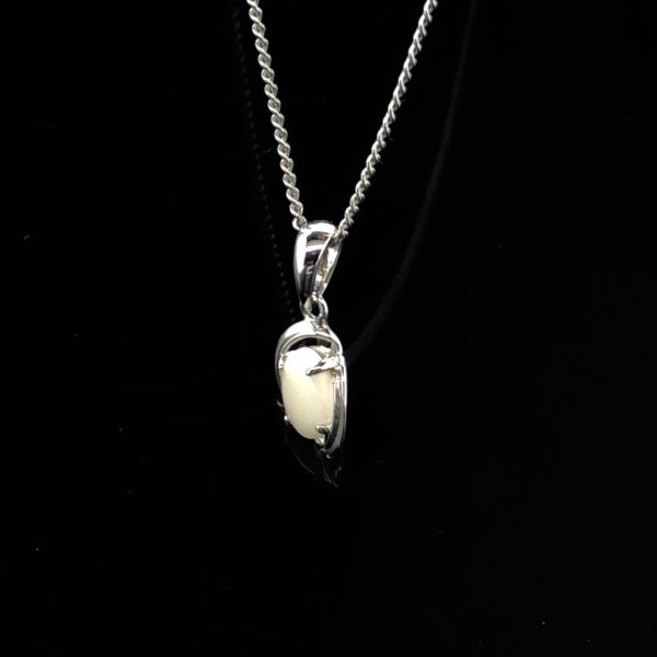 Silver Solid White Opal Necklace 450 - Image 4