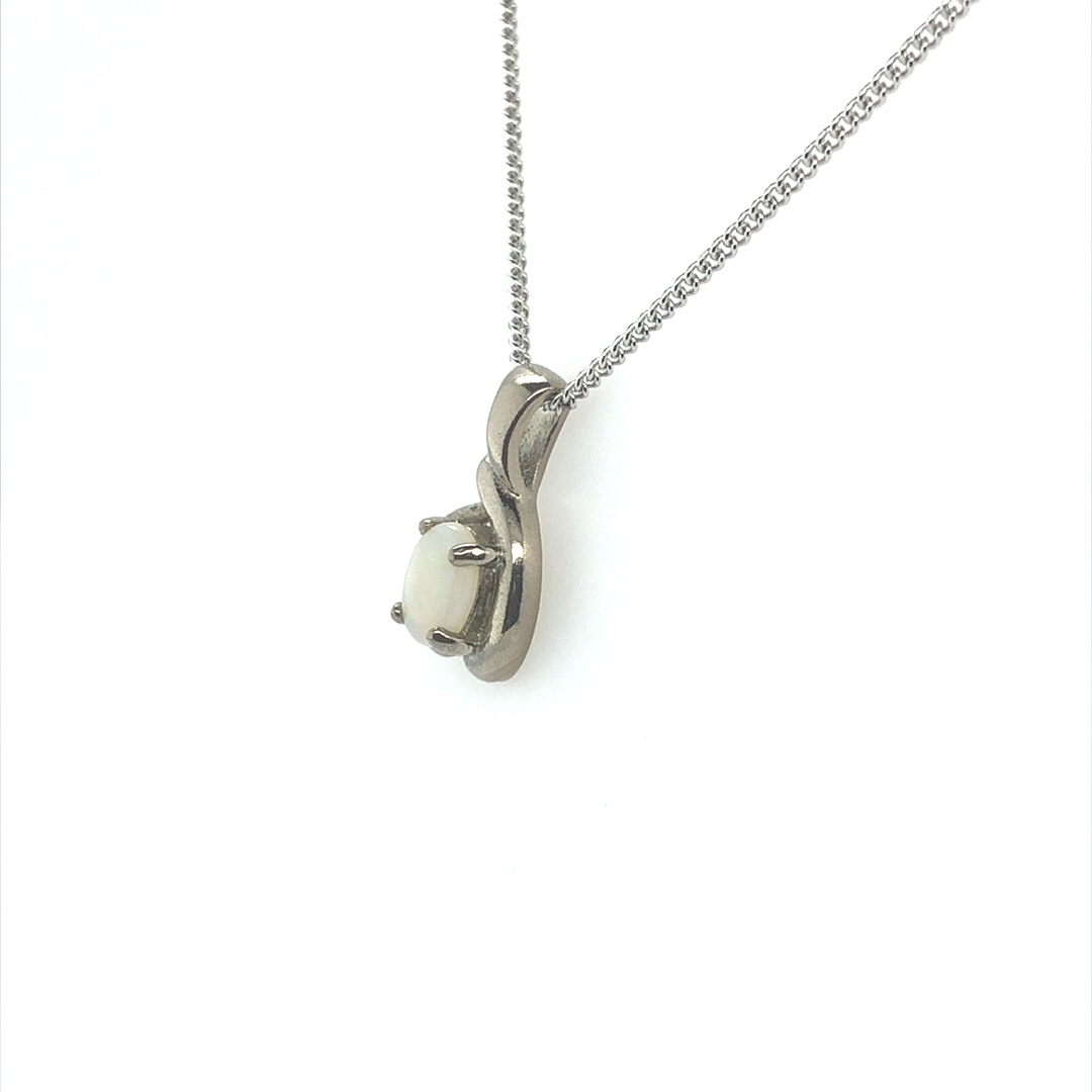 Vine O'Clock - Metal Solid White Opal Necklace 000-1 - Image 5