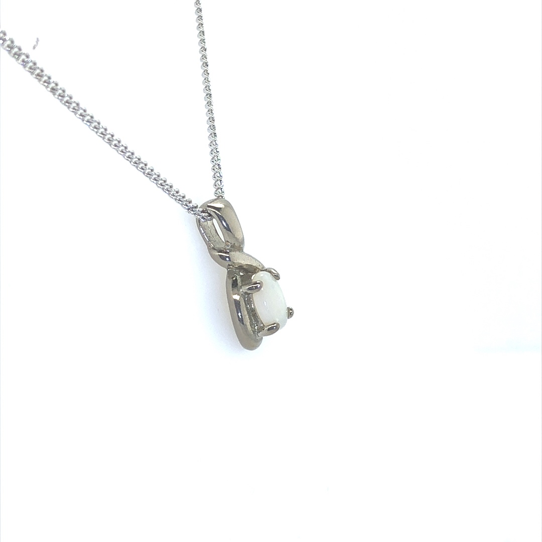 Vine O'Clock - Metal Solid White Opal Necklace 000-1 - Image 7