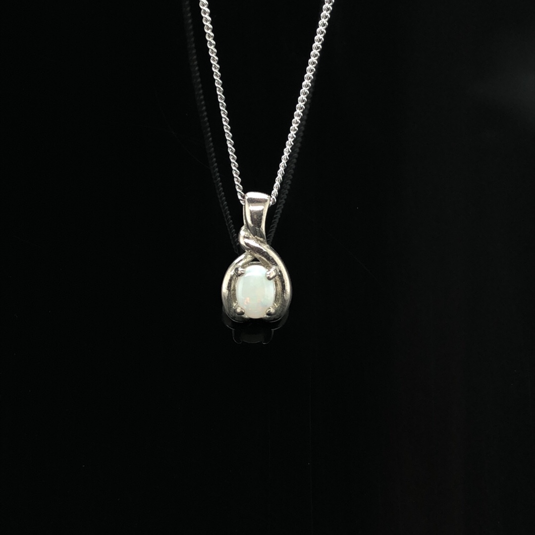 Vine O'Clock - Metal Solid White Opal Necklace 000-1 - Image 10