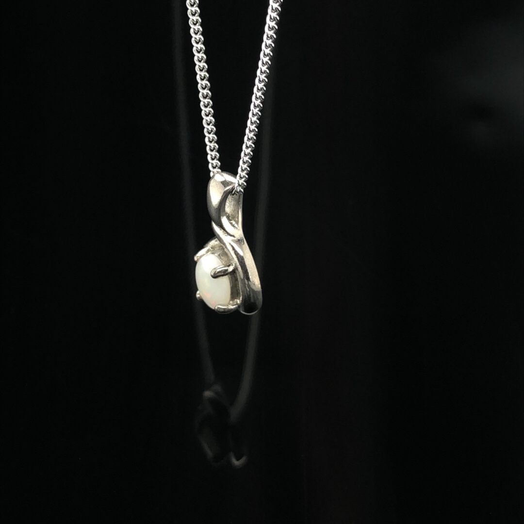 Vine O'Clock - Metal Solid White Opal Necklace 000-1 - Image 6