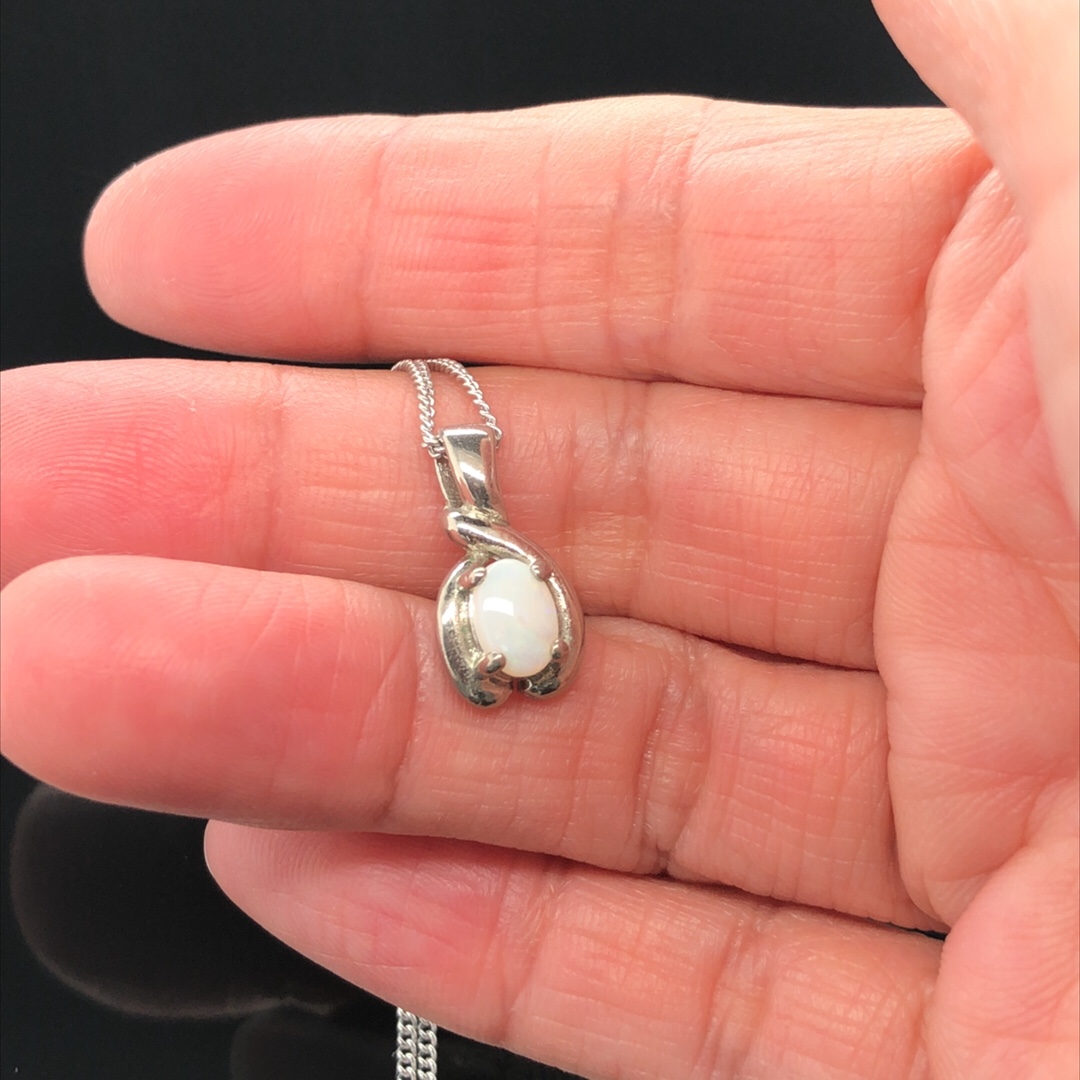Vine O'Clock - Metal Solid White Opal Necklace 000-1 - Image 8