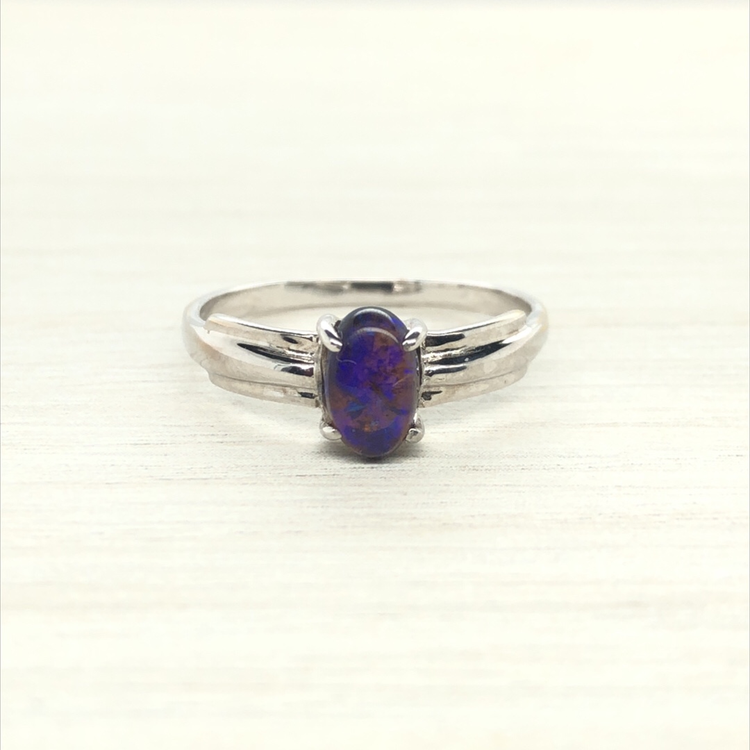 Melany - 18k White Gold Solid Black Opal Ring 367 - Image 6
