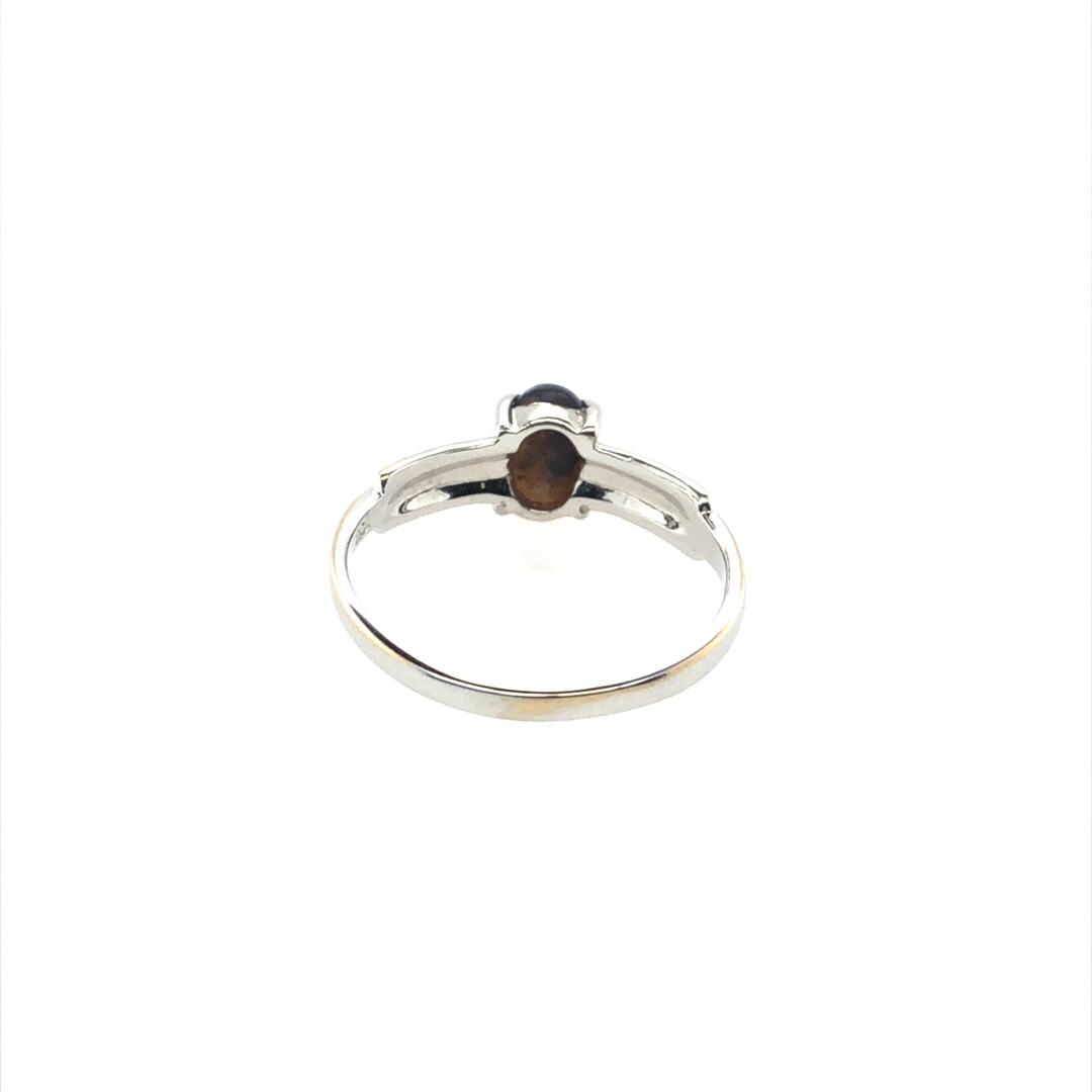 Melany - 18k White Gold Solid Black Opal Ring 367 - Image 8
