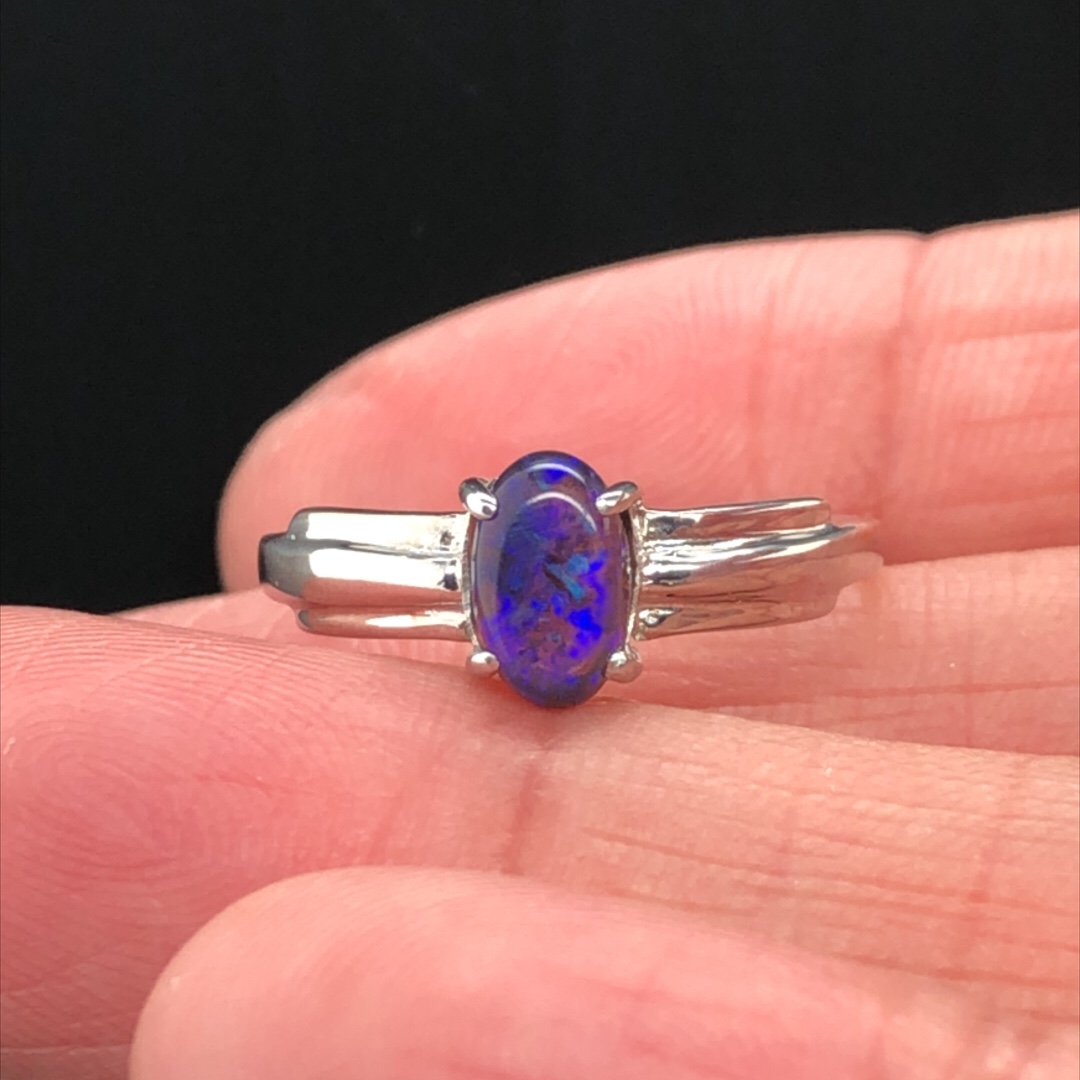 Melany - 18k White Gold Solid Black Opal Ring 367 - Image 4