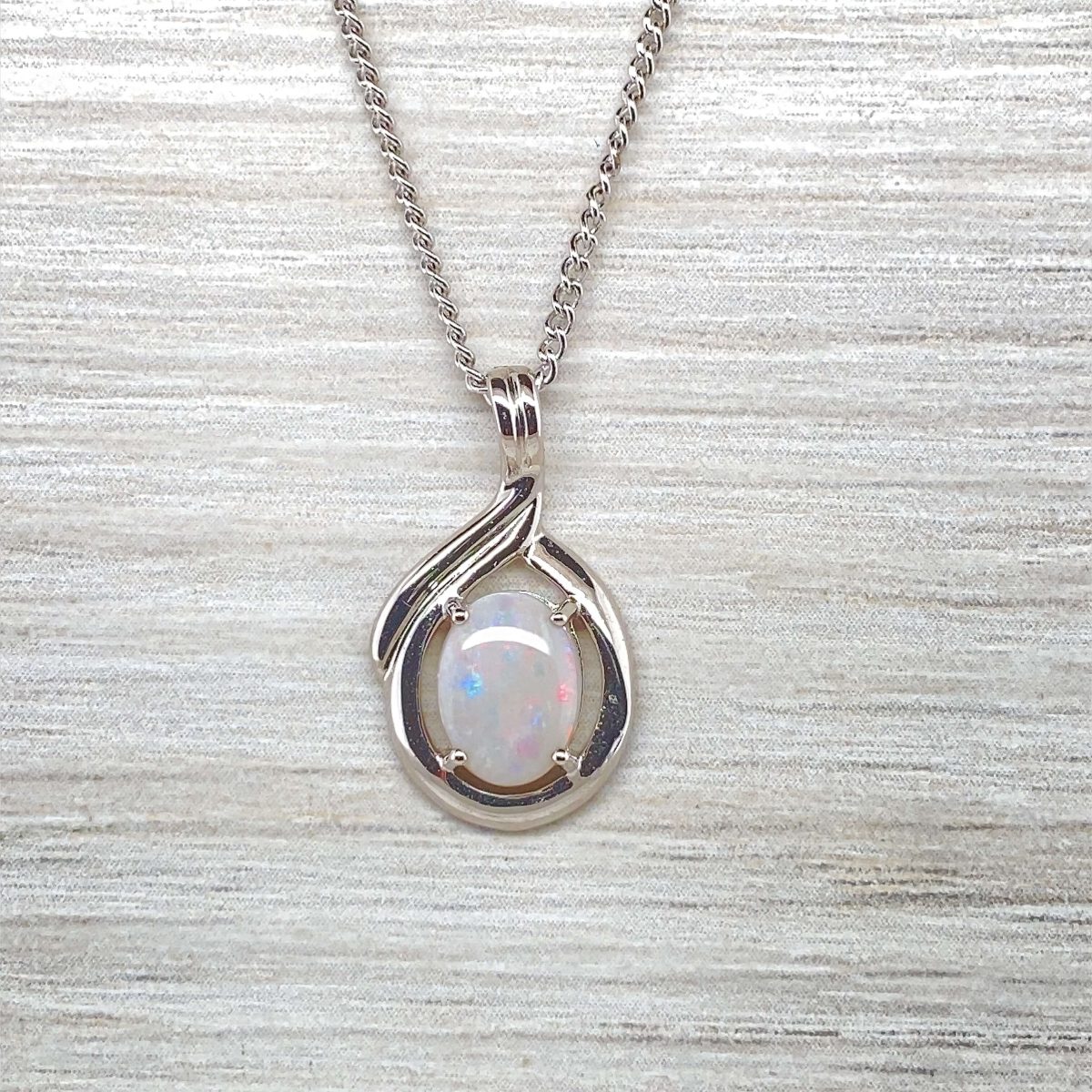 Dreamer - Sterling Silver Solid White Opal Necklace 060 - Image 4