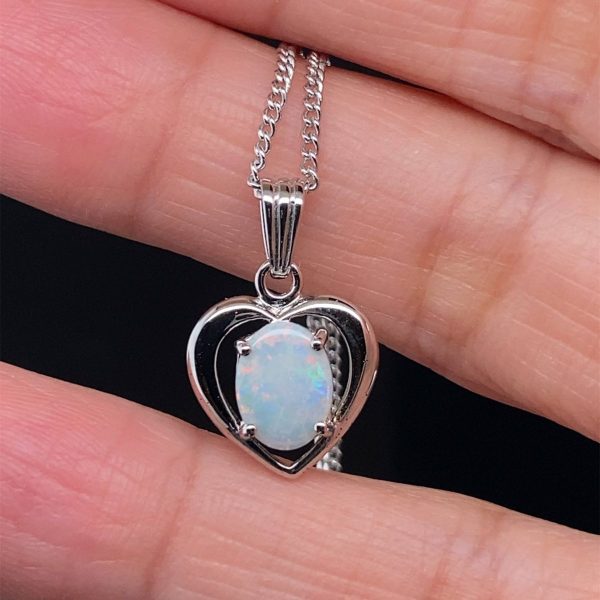 Ever After - Sterling Silver Solid White Opal Necklace 017