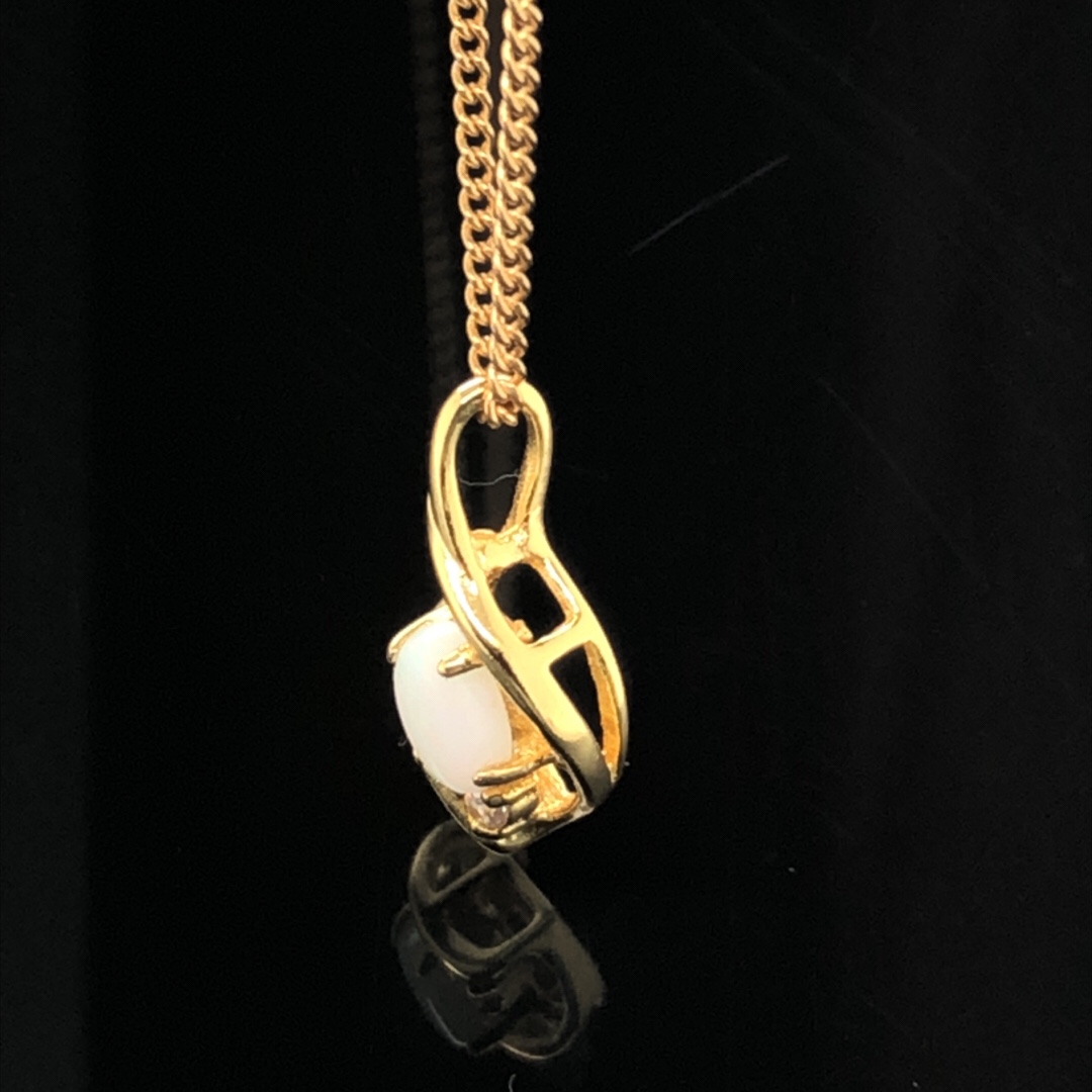 Adore Me - Gold Plated Sterling Silver Solid White Opal Necklace 401 - Image 5
