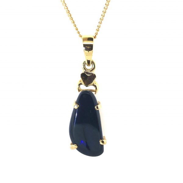 Midnight Calls - 18k Yellow Gold Solid Black Opal Pendant 529 - Image 6