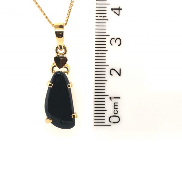 Midnight Calls - 18k Yellow Gold Solid Black Opal Pendant 529 - Image 11