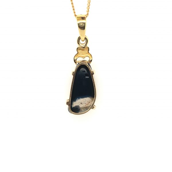 Midnight Calls - 18k Yellow Gold Solid Black Opal Pendant 529 - Image 8