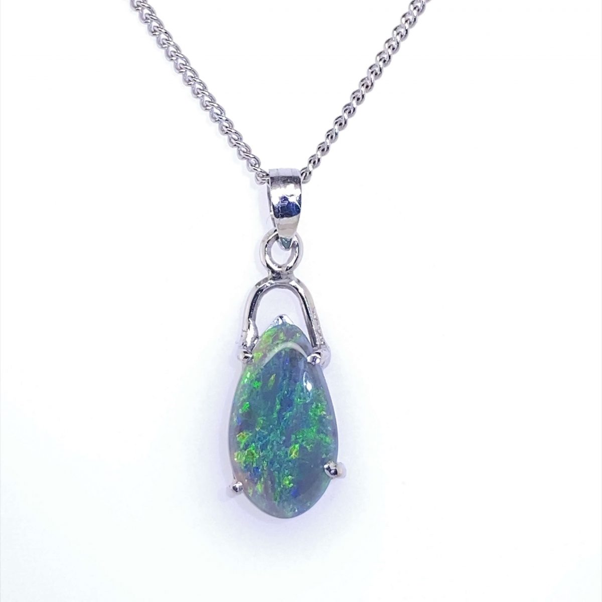 Truthfully - 18k White Gold Solid Black Opal Pendant 821 - Image 7