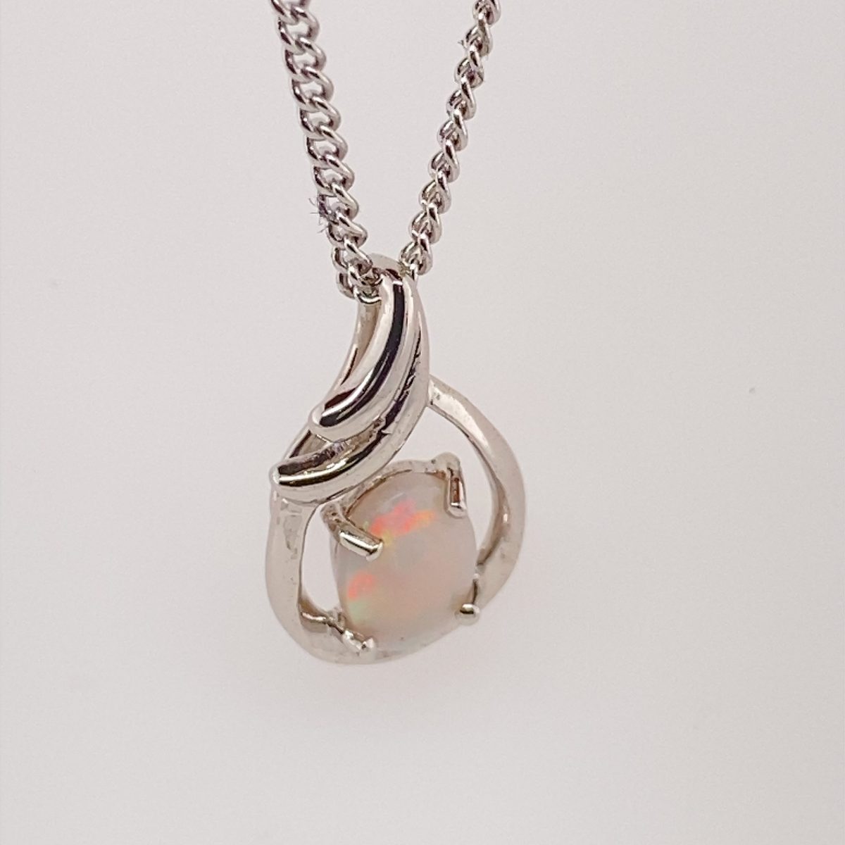 Breeze - Sterling Silver Solid White Opal Necklace 016 - Image 9