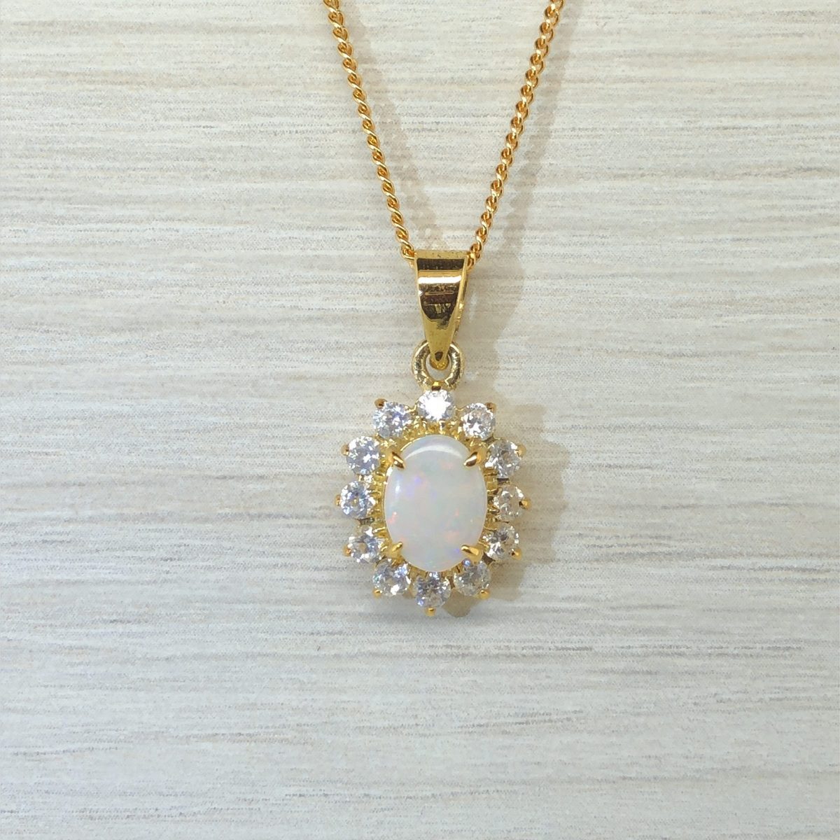 Sunflower - Gold Plated Sterling Silver (925) Solid White Opal Necklace 127 - Image 4