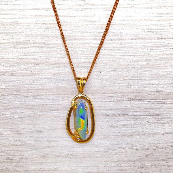 Harlow - 18k Yellow Gold Solid Black Opal Pendant 384