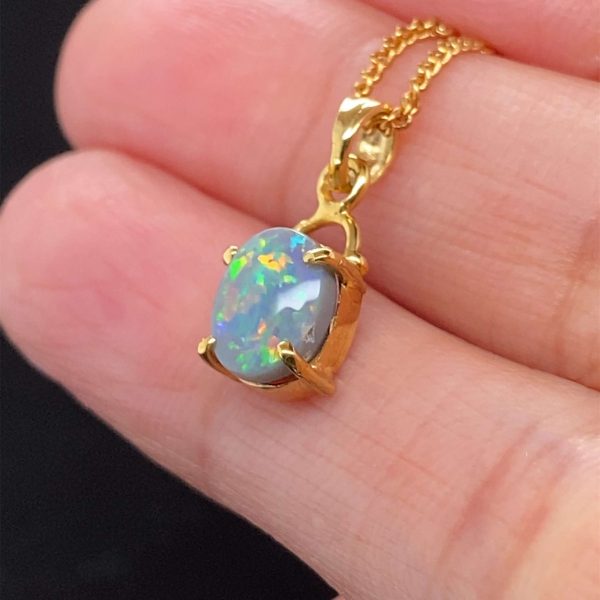 Xanthe - 18k Solid Black Opal Pendant 749