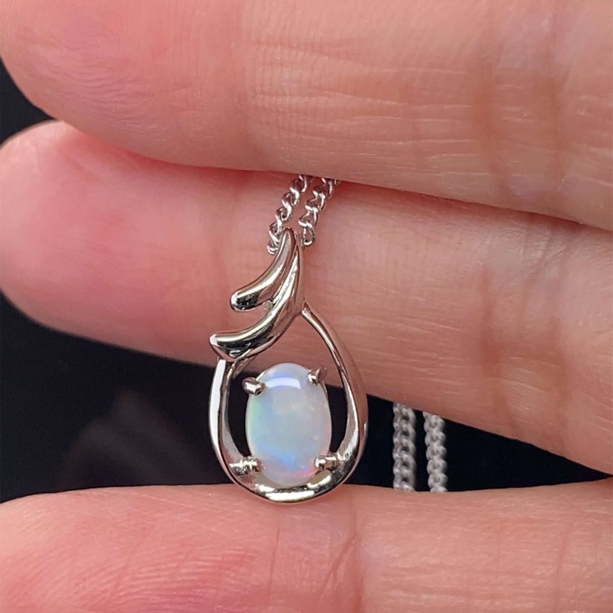 Breeze - Sterling Silver Solid White Opal Necklace 016